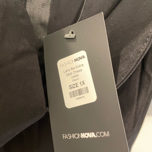 Fashion Nova Black Midi Dress Size 1X NWT - Picture 3 of 3